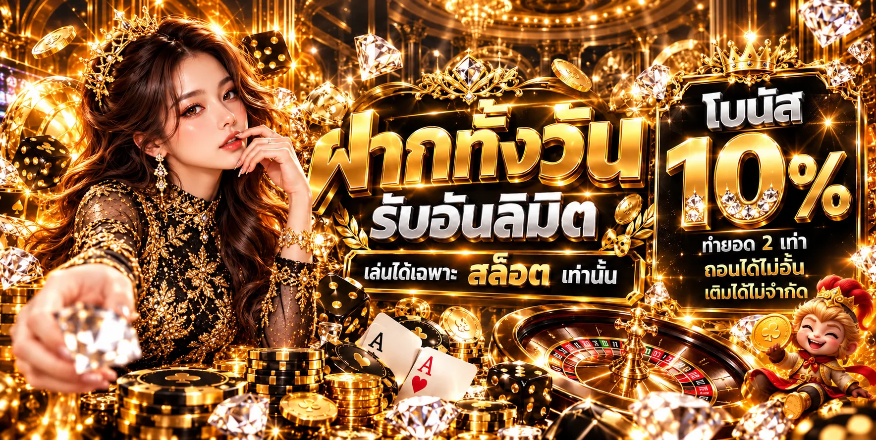 แบนเนอร์โบนัสสล็อตออนไลน์ Better โทนดำทอง